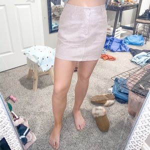 dark red and white striped skirt